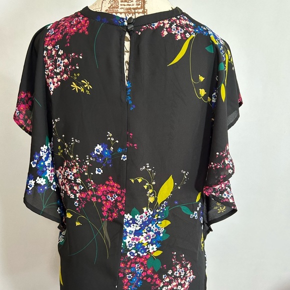 Worthington Pink and Yellow Flutter Sleeve Blouse Medium - Picture 4 of 6